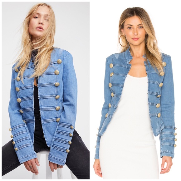 Free People Jackets & Blazers - NWT Free People Fitted Denim Military Jacket